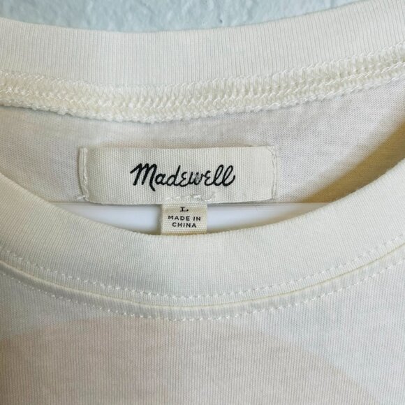 Madewell Cream Pink Big Polka Dot Boxy Loose Relaxed Tshirt Tee | Large - Picture 3 of 5